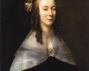 约翰内斯梅滕斯 - Portrait of a lady wearing a black dress and a white collar